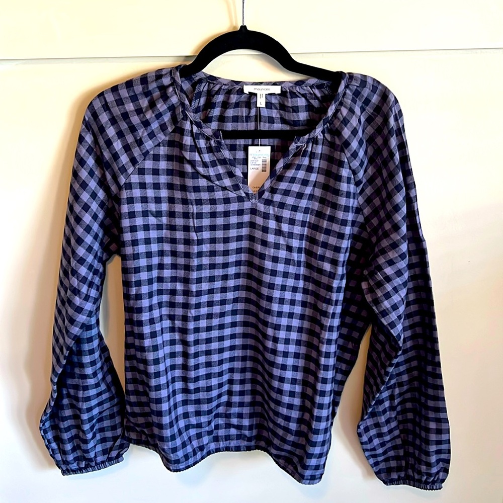 ✨NWT Maurices Buffalo Check Nitch Neck Blouse✨